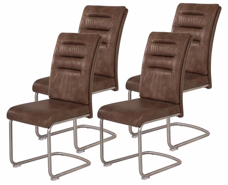 Set di 4 sedie da pranzo, design moderno, ergonomiche, reclinabili, colore terracotta