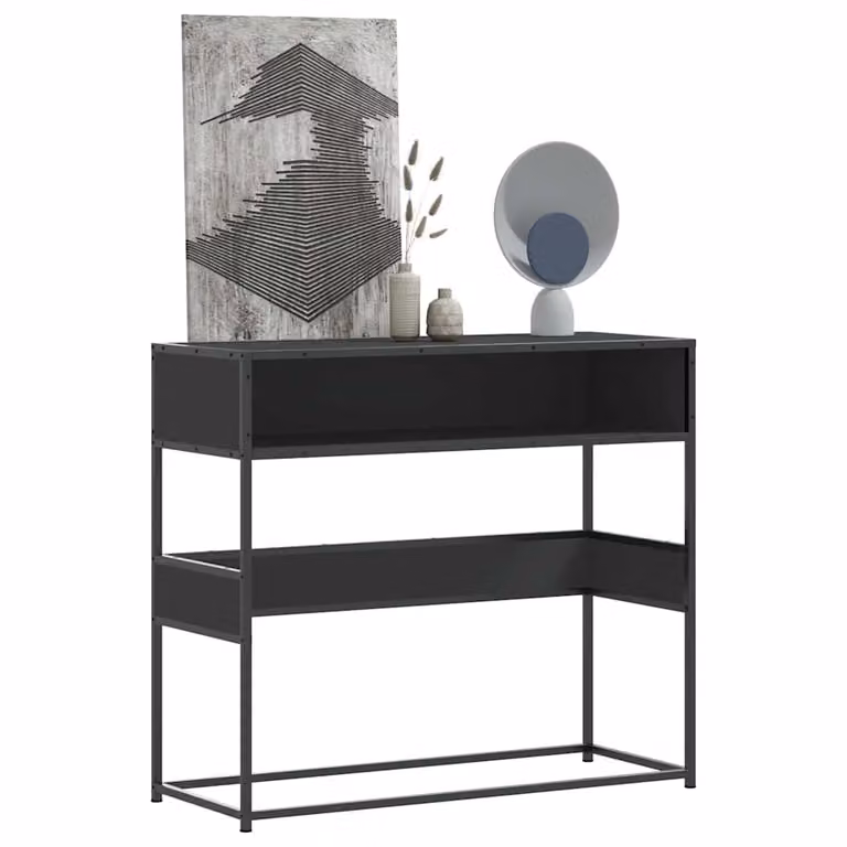 vidaXL Tavolino Consolle Nero in Stile Industrial con Piano in MDF e Struttura in Metallo L/P/H: 90 x 35 x 80 cm