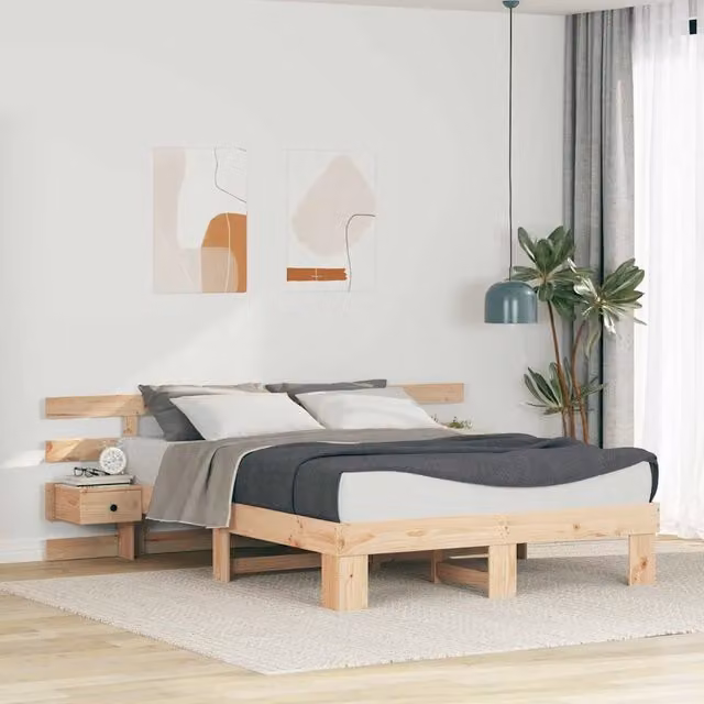 Struttura del letto-Giroletto Marrone 150 x 200 cm Pino massello 473113