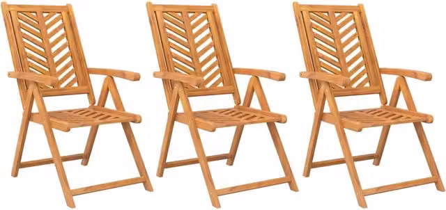 Sedie da Giardino Reclinabili 3 pz | Sedie da Esterno in Legno Massello di Acacia