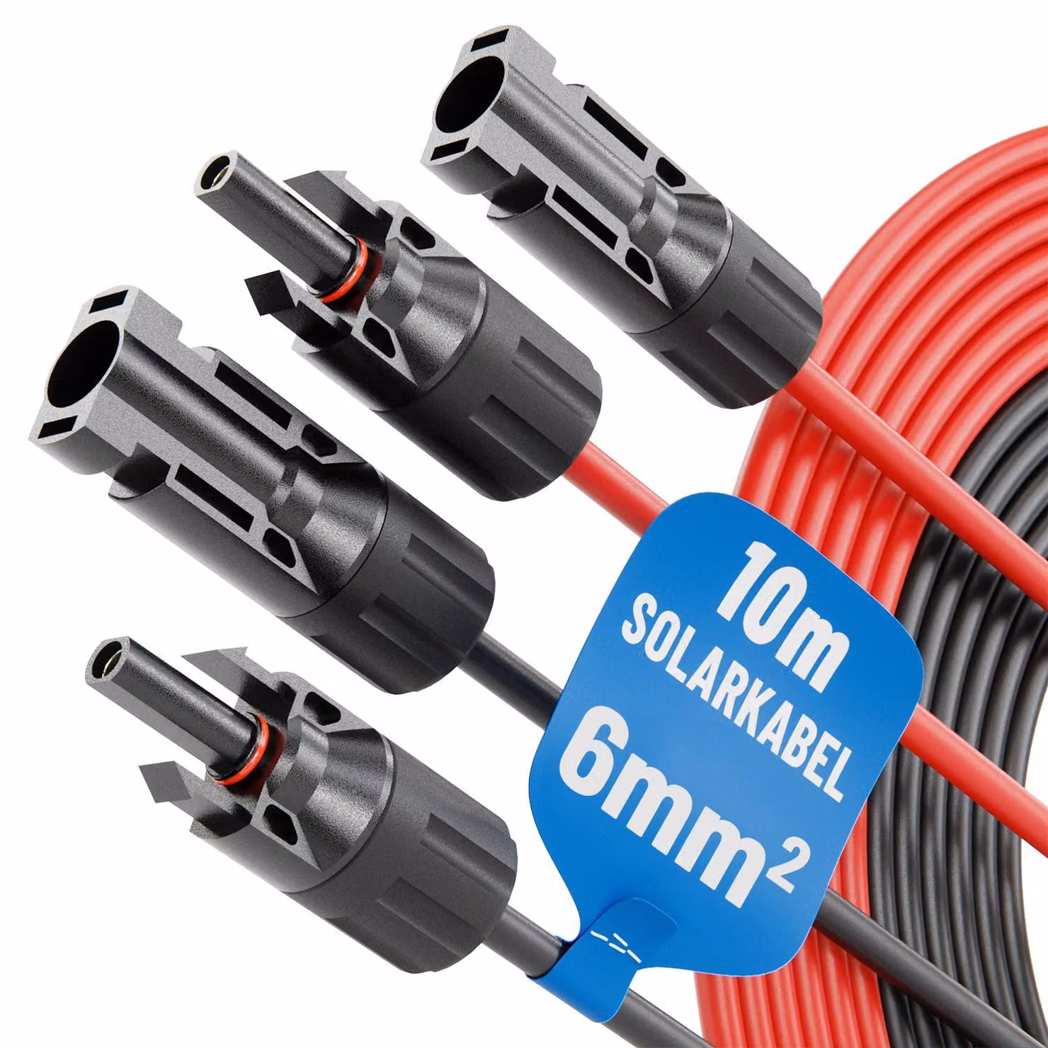 Absina, set di 2 cavi solari, lunghezza 10 metri, compatibili con connettori MC4, sezione 6mm²