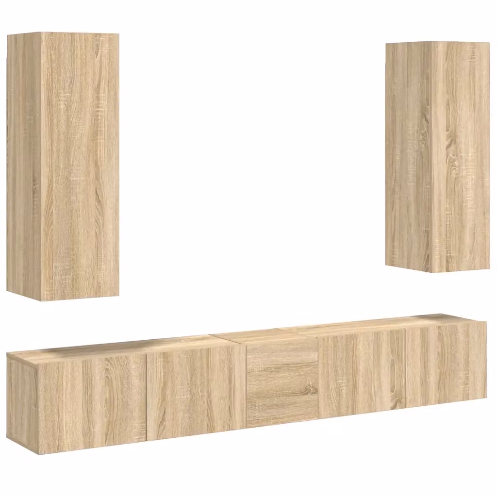 Set di mobili porta TV moderno vidaXL in legno color rovere marrone per soggiorno – 2