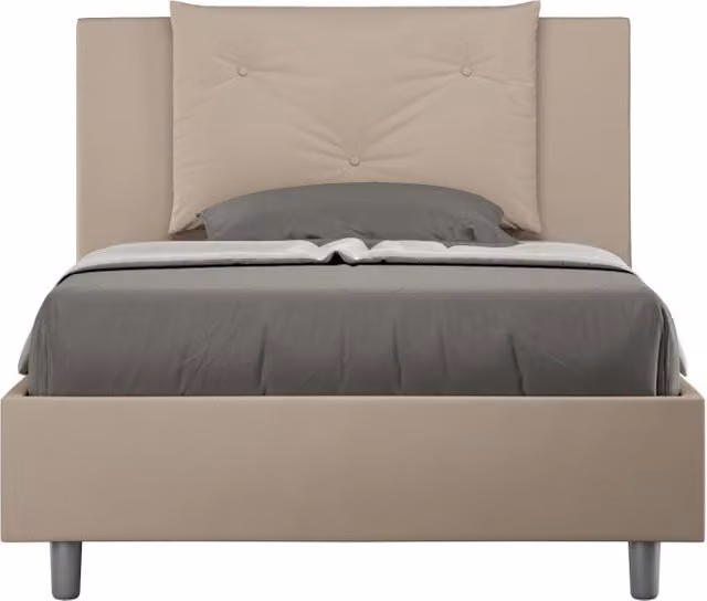 BS COM Letto una piazza e mezza con rete imbottito 120x200 similpelle tortora