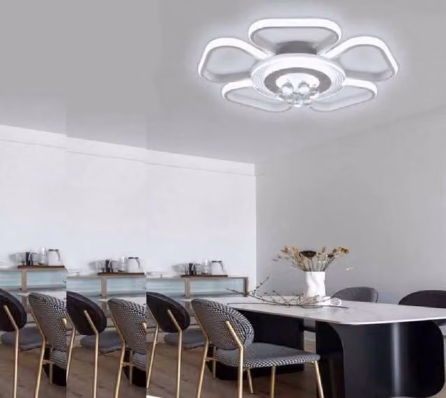 Plafoniera LED Trade Shop Traesio a forma di fiore con pendenti, luce moderna bianca e trasparente, 50W