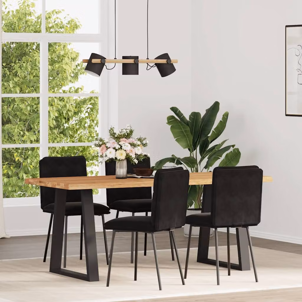 Set di 4 sedie da pranzo vidaXL in velluto nero con struttura in metallo e legno per soggiorno e cucina