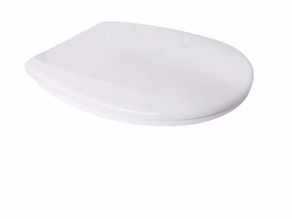 Sedile per WC Ramm, compatibile con il modello Roca Victoria Exclusive, realizzato in plastica dura antibatterica e dotato di cerniera in metallo
