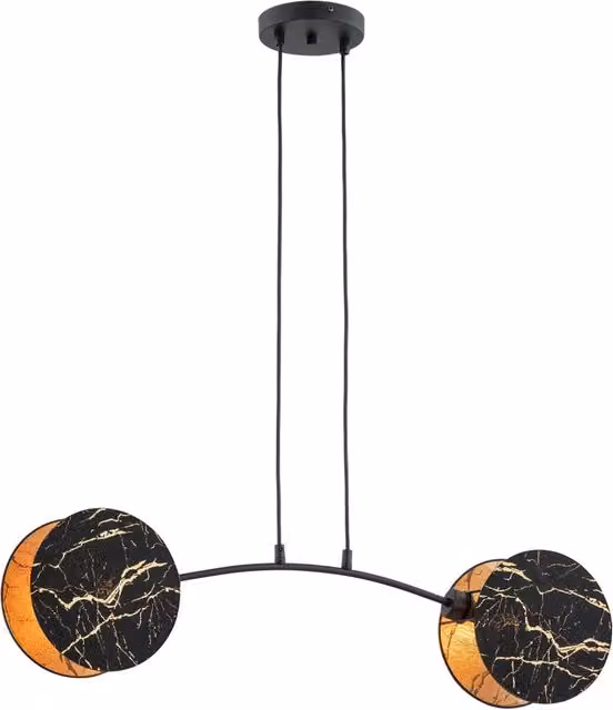 Lampada a Sospensione Moderna Orion Luceart-Classic in Acciaio con Effetto Marmo Nero e Oro