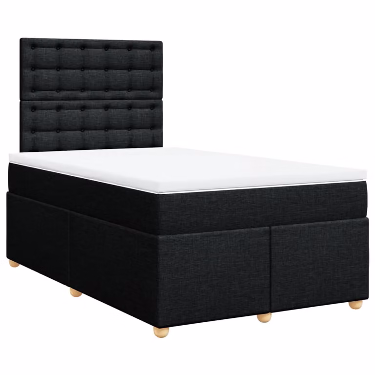 Giroletto a Molle con Materasso Nero 120x200 cm in Tessuto