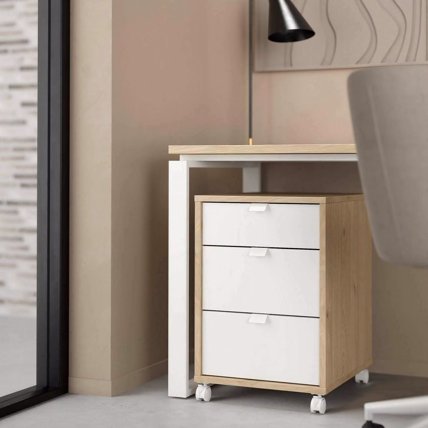Dmora Cassettiera Agazzino 40.8x48.2x60.8h cm Bianco, 3 Cassetti Apertura Scorrevole