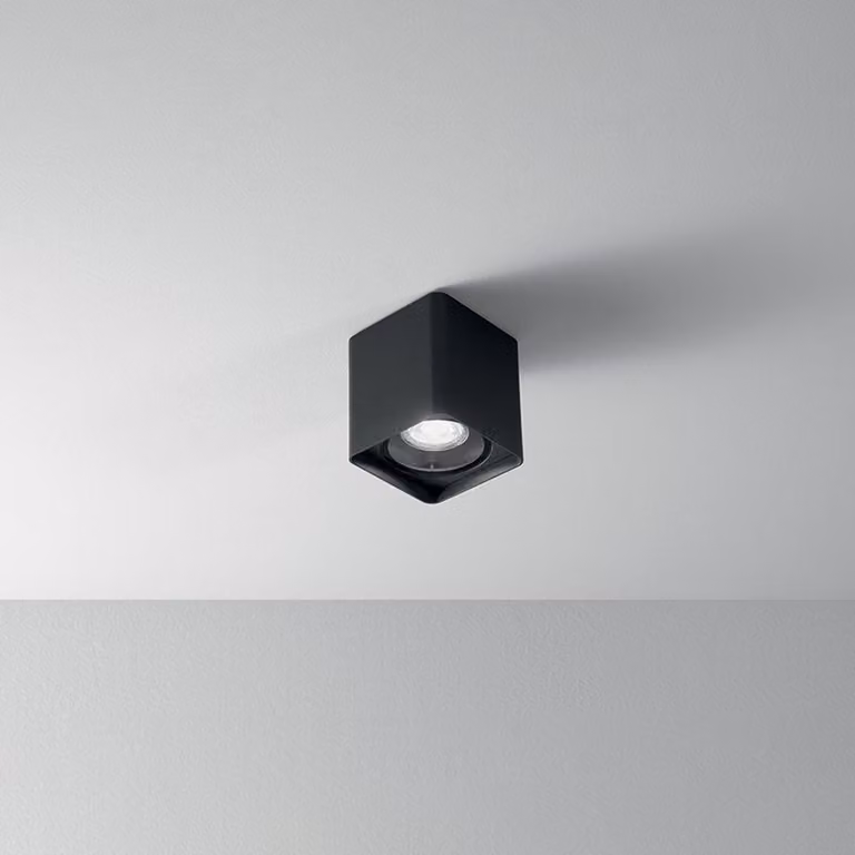 Plafoniera Moderna Brick Metallo Grafite Vetro 1 Luce Gu10