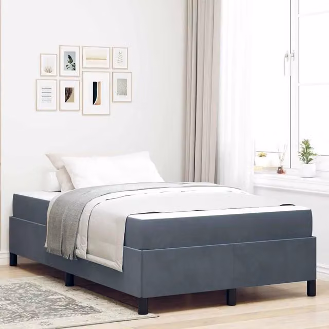 Struttura del letto-Giroletto Grigio scuro 120 x 190 cm Tessuto 370052