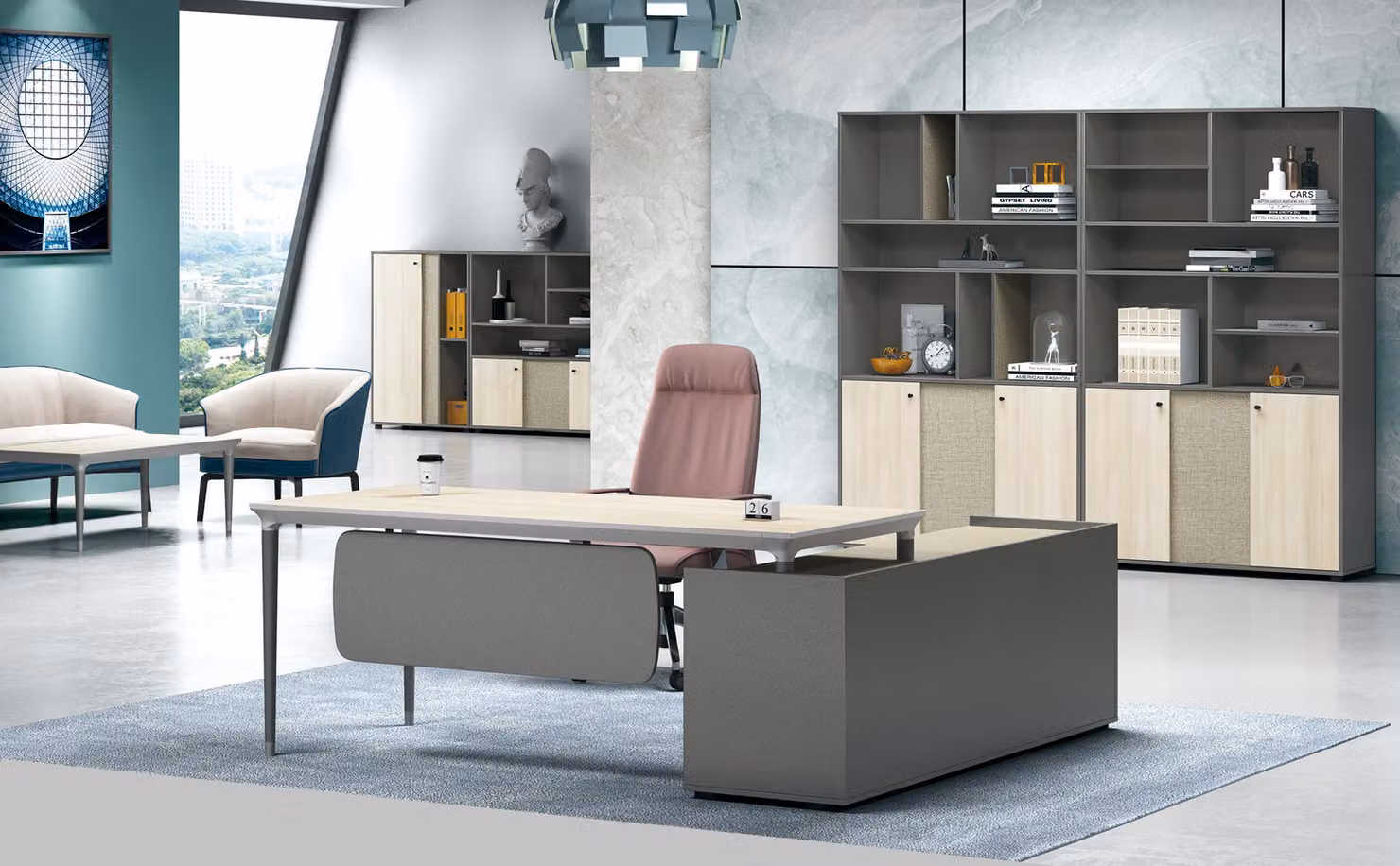 Büro Set Wandregal Schreibtisch Regal Schrank 2 tlg Büro Zimmer Einrichtung