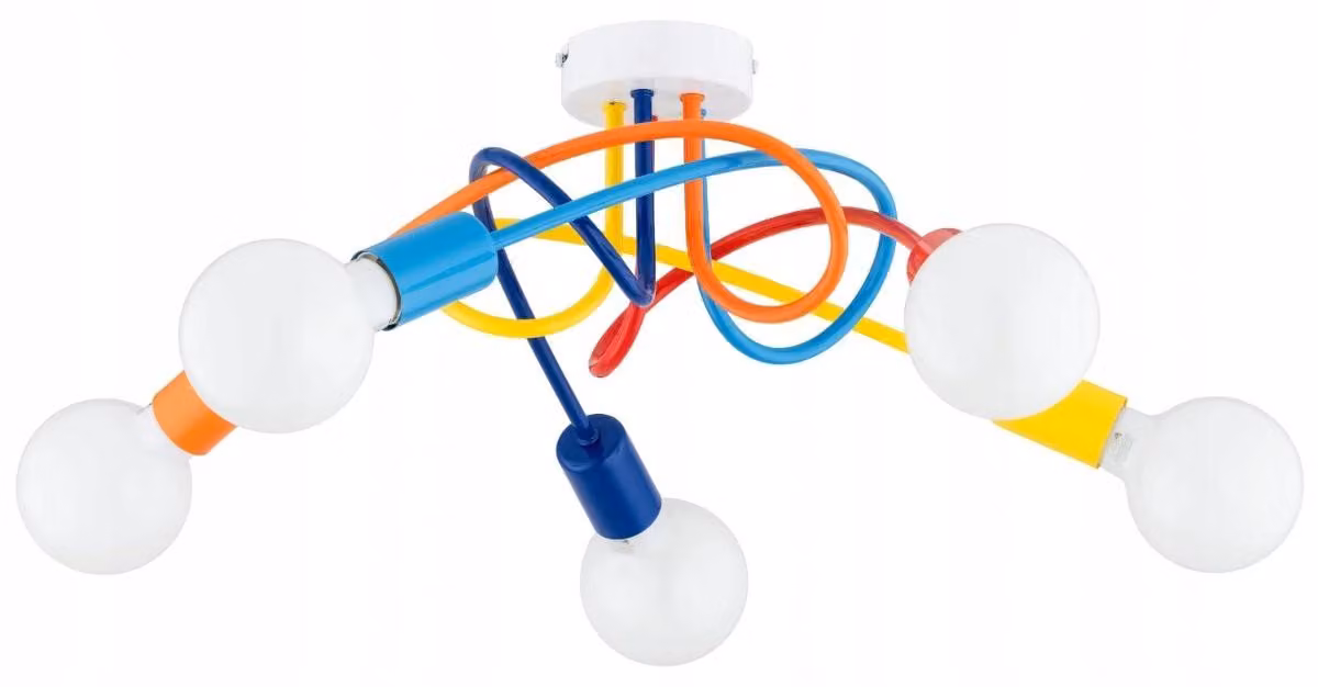 Lampada a sospensione con bracci intrecciati DRAGO multicolore 5xE27x15W in metallo, dimensioni: 22x51x51 cm, IP20, Alfa