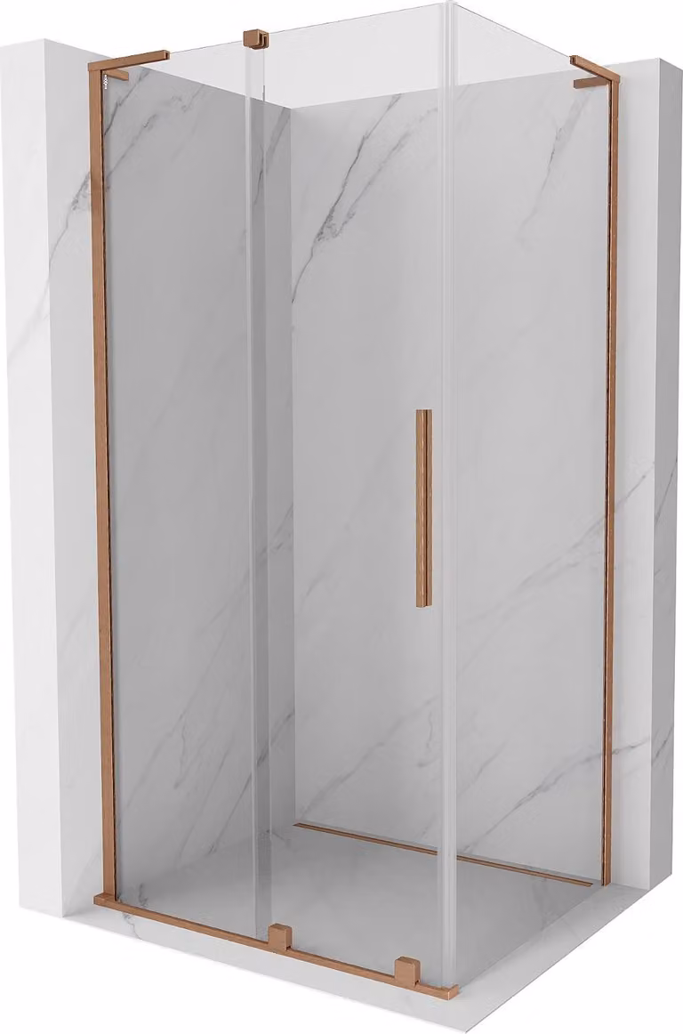 Mexen Velar L cabina doccia scorrevole 110 x 70 cm, trasparente, rame spazzolato - 871-110-070-03-65