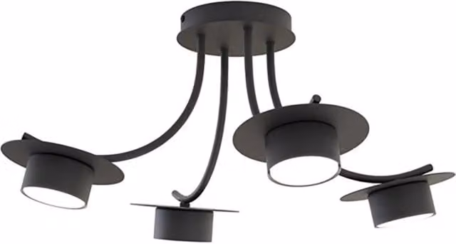 Plafoniera Moderna Enso Acciaio Nero 4 Luci Gx53
