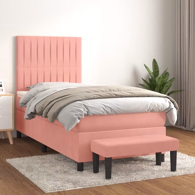 Maison Exclusive - Giroletto a Molle con Materasso Rosa 90x200 cm in Velluto