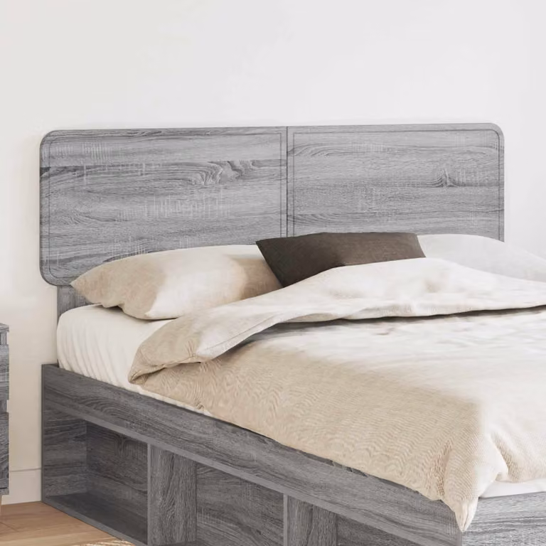 Testiera per letto vidaXL in legno ingegnerizzato grigio Sonoma con scomparti laterali