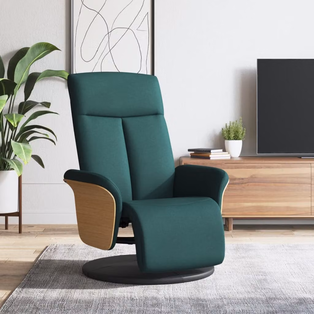 vidaXL Poltrona Reclinabile Relax con Poggiapiedi e Rotazione 360 Gradi in Tessuto Verde