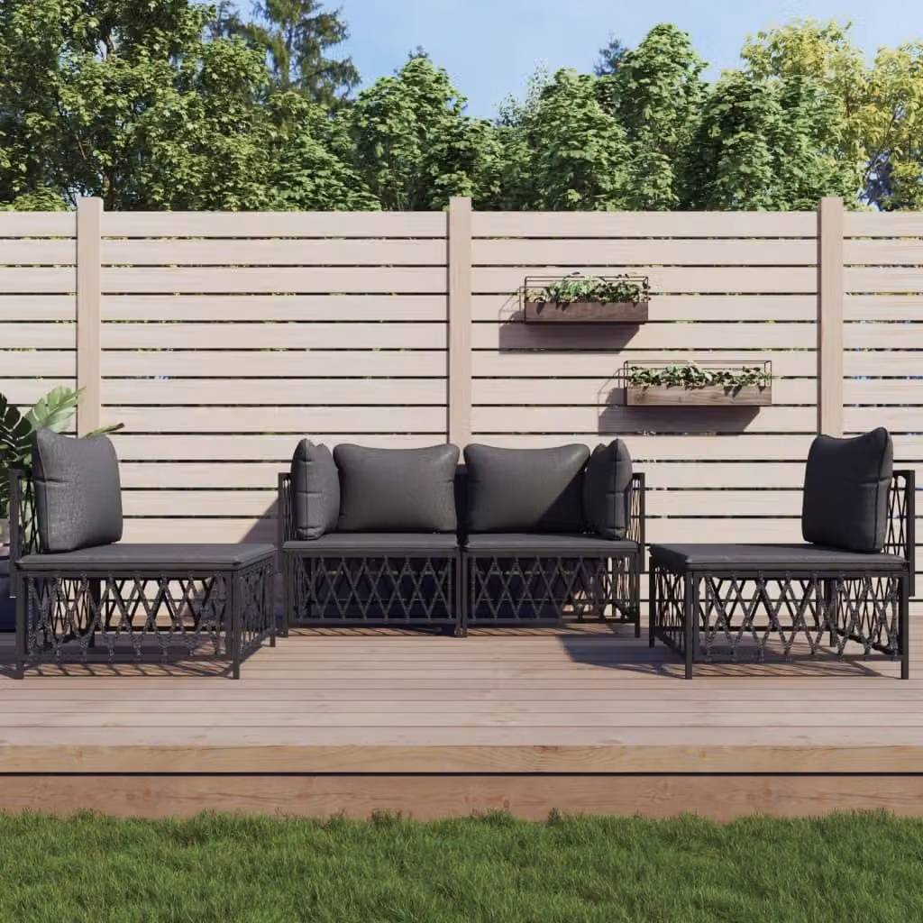 Maison Exclusive - Set da giardino 4 pezzi con cuscini antracite acciaio