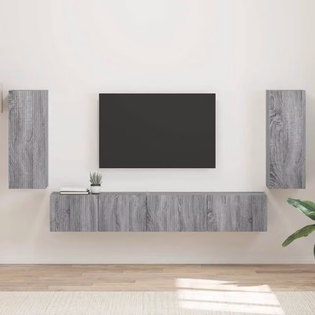 Set mobile TV 4 pz Grigio Sonoma Legno ingegnerizzato 3409165