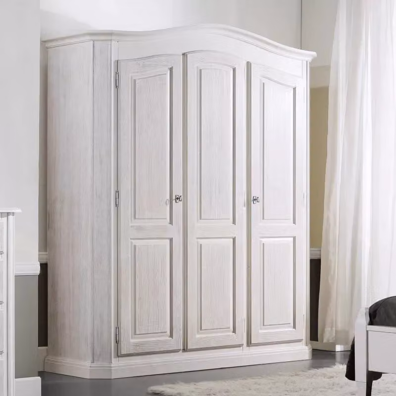 Armadio 3 porte shabby chic in legno spazzolato bianco Mobili 2G L/P/H: 181 x 63 x 217 cm – 1
