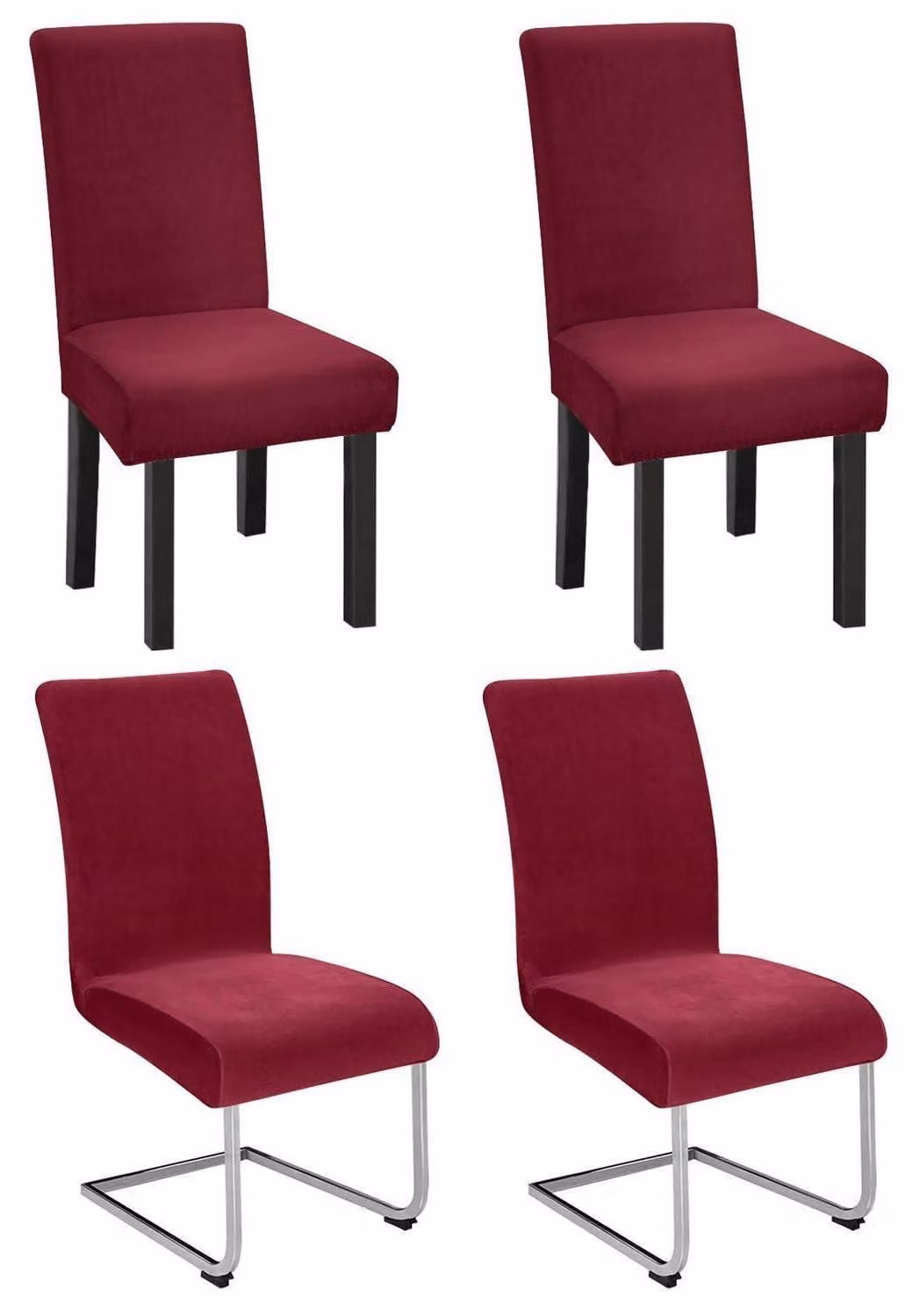 Set di 4 copri-sedie per poltrone a dondolo, in velluto elasticizzato, color marrone caffè
