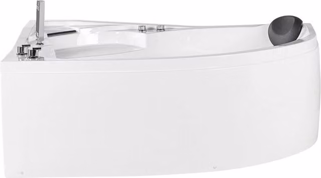 Vasca Idromassaggio ad Angolo versione destra in Acrilico Bianco con Luci LED Soffione Doccia Idromassaggio Poggiatesta