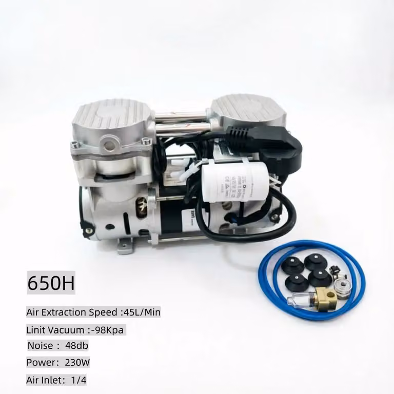 Pompa per vuoto senza olio, 220 V - Modello 650H, per uso in laboratorio e in ambito industriale - Portatile - Silenziosa - Elevata capacità di aspirazione - Pompa per vuoto utilizzata per la filtrazione a vuoto