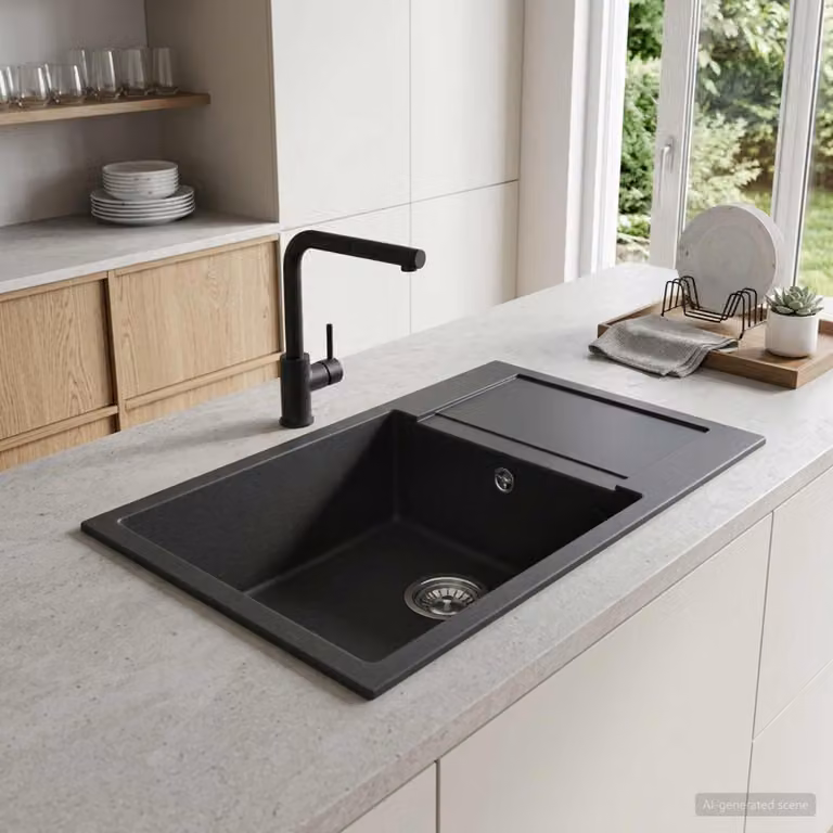Lavello da cucina a una vasca vidaXL in granito colore grafite L 78 cm x P 50 cm x H 20 cm
