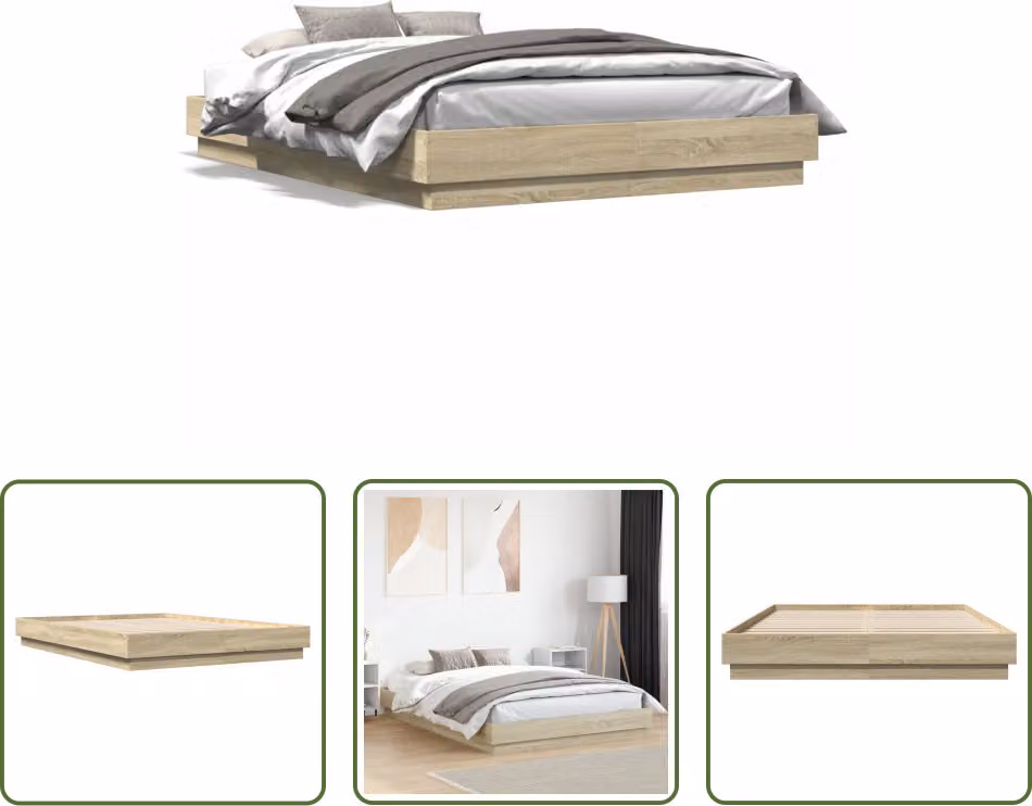 The Living Store Struttura per letto in rovere Sonoma 160x200 cm Materiale in legno
