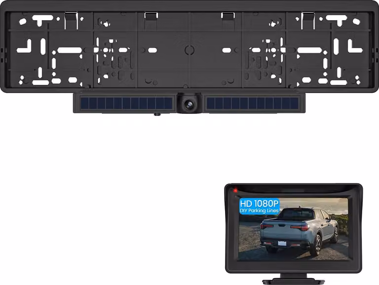 Telecamera posteriore, alimentata a energia solare, campo visivo di 140°, nera