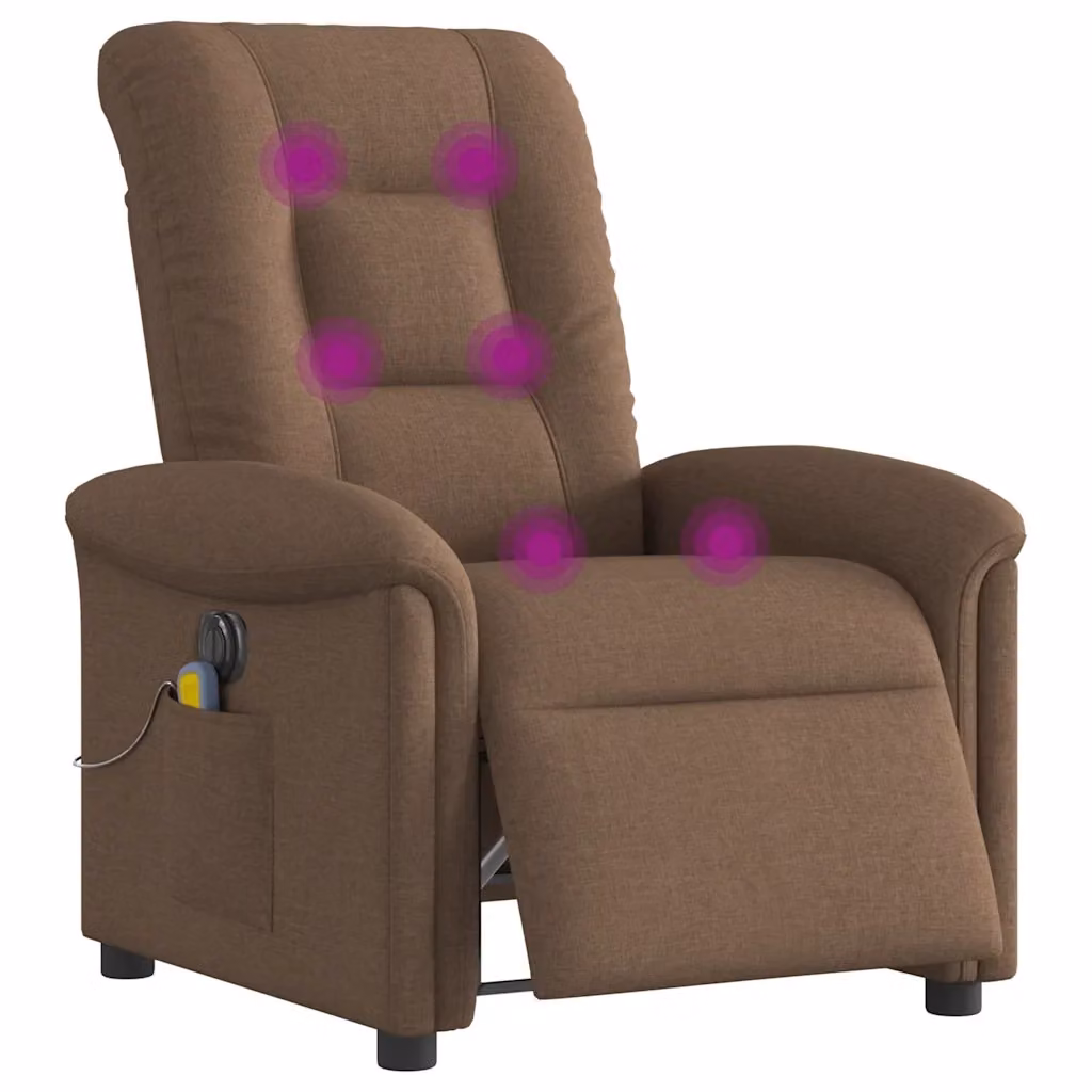 Poltrona Reclinabile Elettrica vidaXL in Tessuto Marrone con Braccioli e Imbottitura in Schiuma L/P/H: 91.5 x 77 x 96 cm – 2