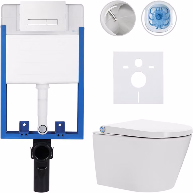 Set completo per WC Profi/Cronus Standard - bianco lucido - pulsante per WC modello Slim/bianco - da incasso - 59,3x38,4 cm