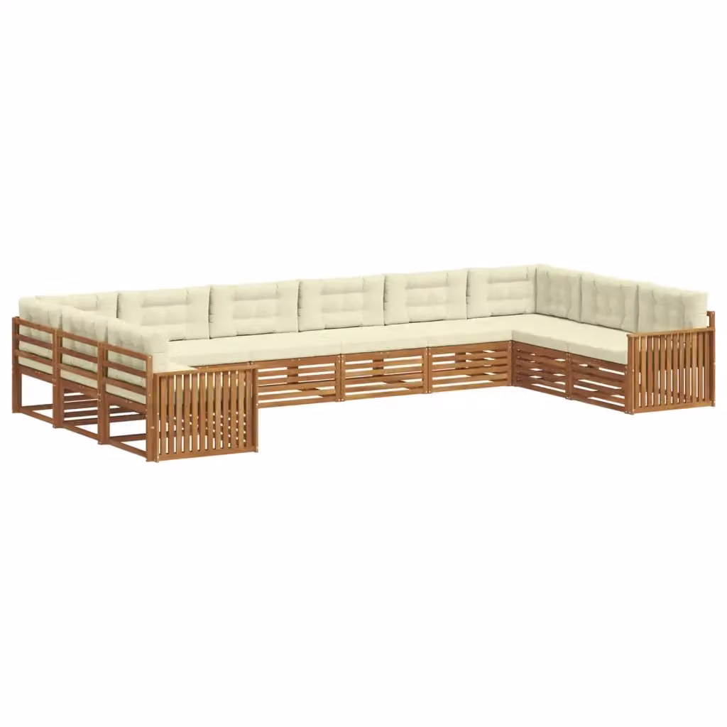 Set di divani da giardino a L con 6 pezzi vidaXL in legno di acacia massello, colore beige e bianco – 2