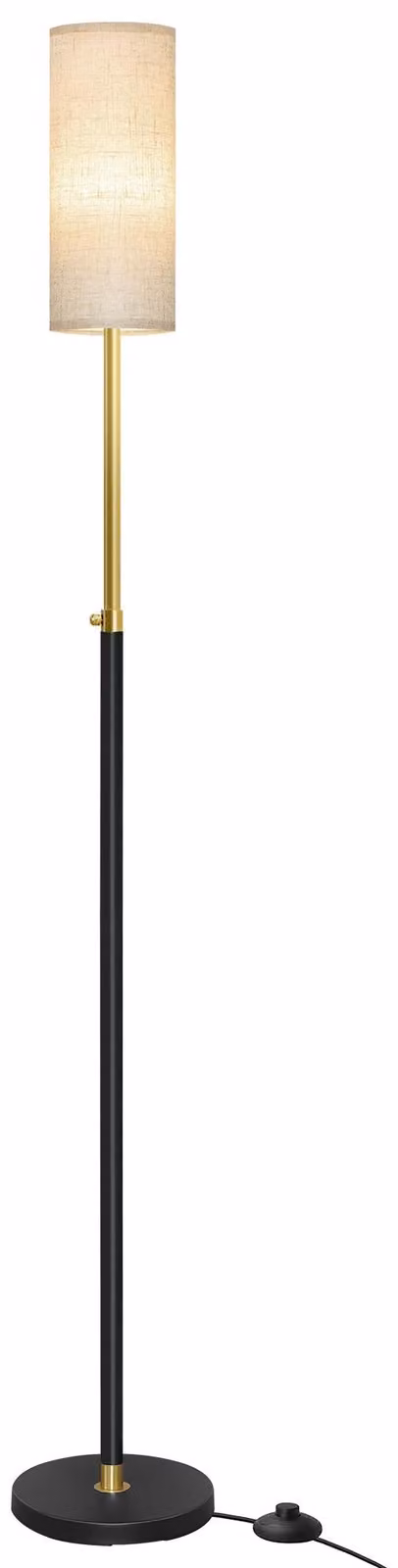 Lampada da terra regolabile in altezza, con interruttore a pedale | Colore: nero opaco | Dimensioni: 25x25x148 cm