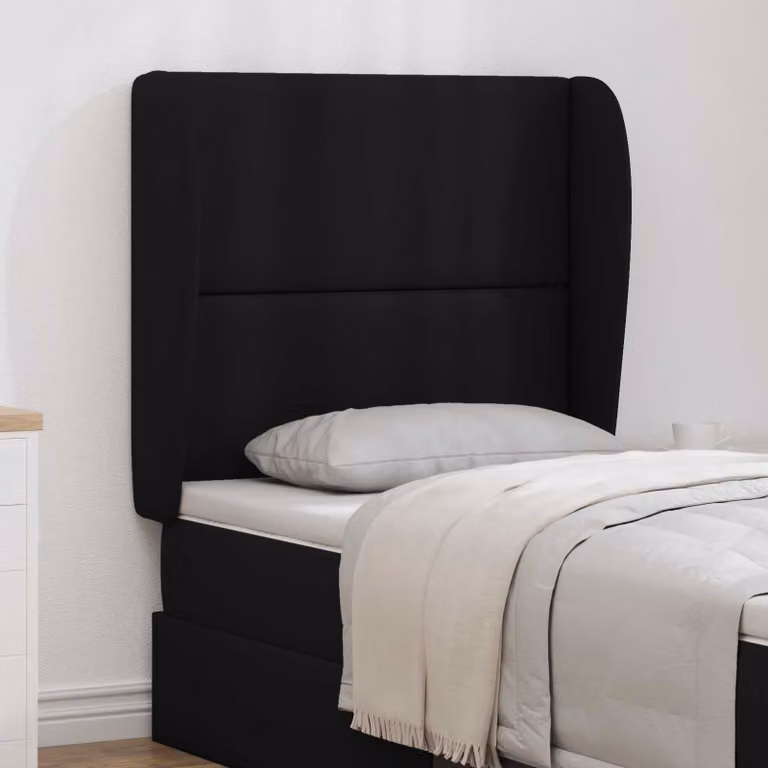 vidaXL Testata del letto con orecchie in tessuto nero L 80 x P 23 x H 6 cm