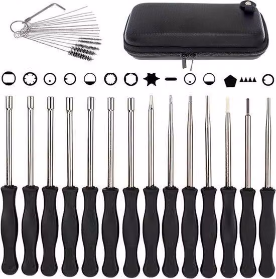 Kit di accessori da 14 pezzi per motori a due tempi: cacciavite, spazzola per la pulizia, set di utensili