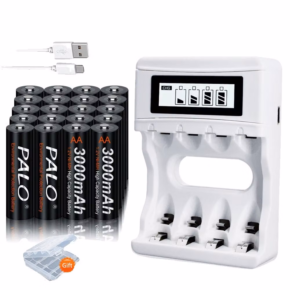AA Batteria ricaricabile, capacità 2000mAh, ecologica, blu, 12V