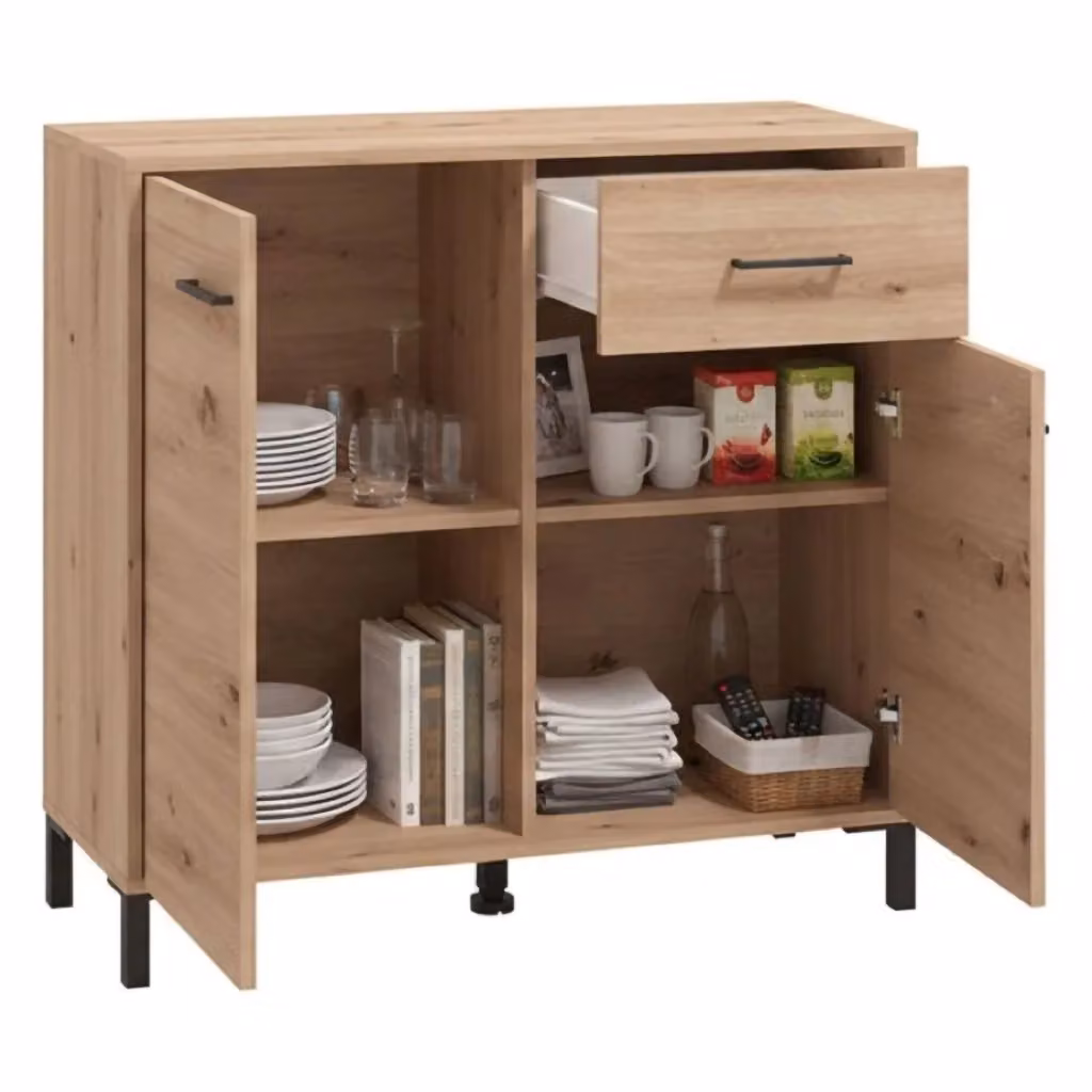 Madia Laerruu DMORA con un cassetto in legno rovere nodi marrone L 93 cm, P 40 cm, H 90 cm – 2