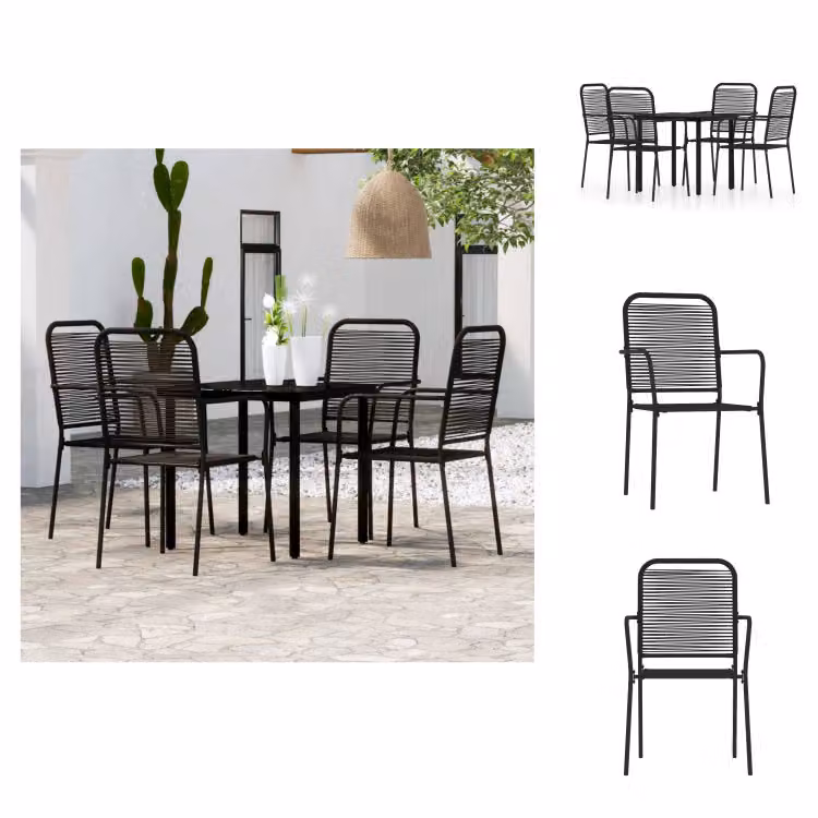vidaXL Set da pranzo da giardino 5 pezzi nero - Set di mobili da giardino
