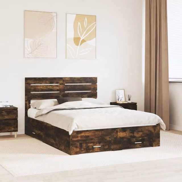 Struttura del letto con cassetto Rovere fumé 150 x 200 cm 3411633