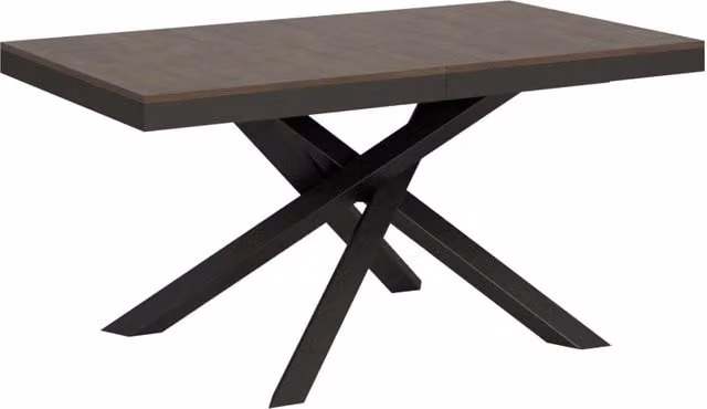 Tavolo da pranzo allungabile Volantis Evolution GIORDANOSHOP colore noce con struttura in metallo e piano in legno L/P/H: 160-264 x 90 x 80 cm – 1