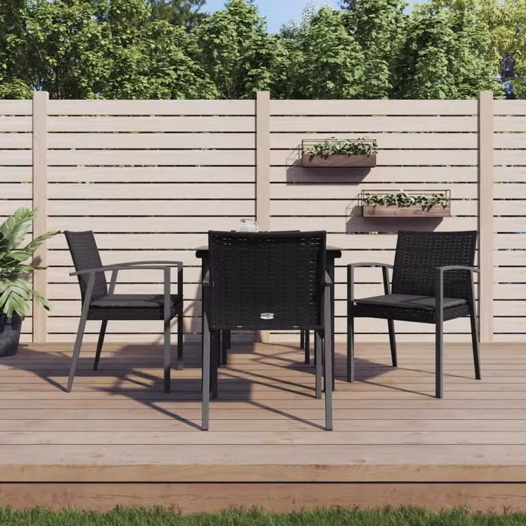 The Living Store Set da pranzo da giardino 5 pezzi con cuscini in poly rattan e acciaio