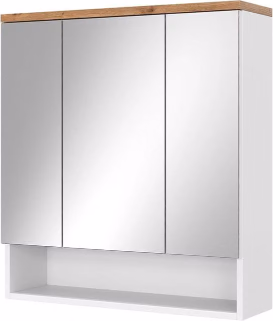 Specchio contenitore bagno Eden Vicco bianco lucido con 3 ante e ripiani interni L: 70 cm, H: 77.5 cm