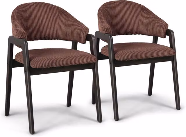 Coppia di poltroncine Canberra Corduroy Frankystar in legno di Parawood e velluto a coste marrone e nero