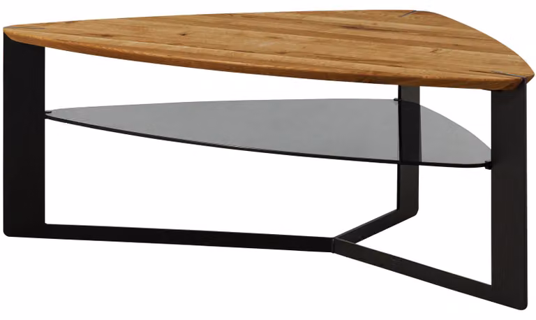 MASSIVMOEBEL24 | Tavolino da salotto in legno di Quercia Selvatica con ripiano in vetro 120x70x44 oliato naturale STARNBERG #25