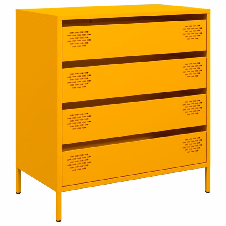 Credenza Giallo Senape 68x39x73,5 cm Acciaio Laminato a Freddo