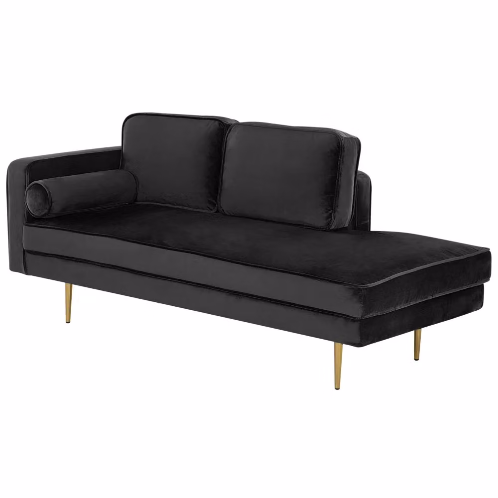 Chaise longue Beliani in velluto nero con gambe in metallo e design moderno per esterni – 2