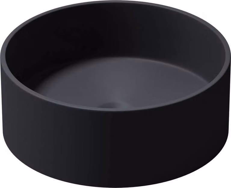 doporro Lavabo da Appoggio, Lavandino Bagno 40x40x15cm, Lavabo Tondo da Minerale Fuso Colossum804, Antracite Opaco