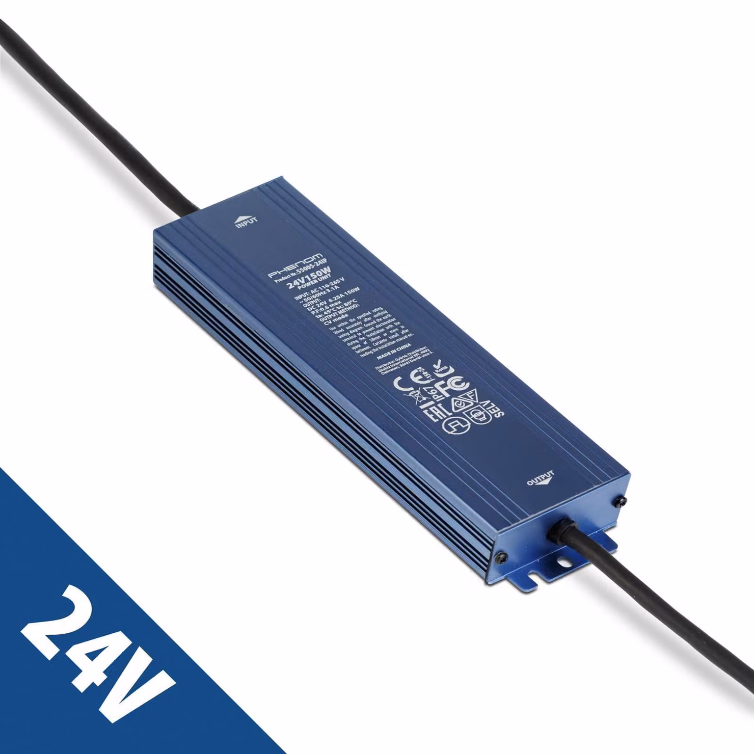 Alimentatore LED 24 V 150 W IP67 impermeabile - Trasformatore 24 V CC 6,25 A - Driver LED per esterni - Adatto per strisce LED, telecamere e illuminazione da giardino [55005-24IP]